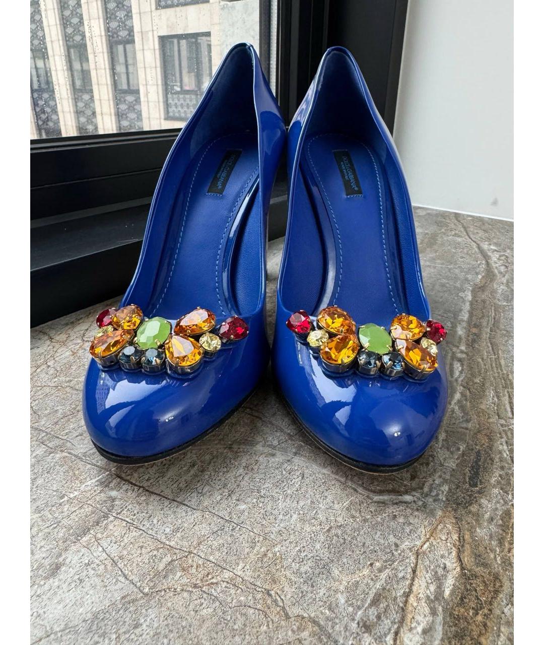 DOLCE&GABBANA Синие туфли из лакированной кожи, фото 2