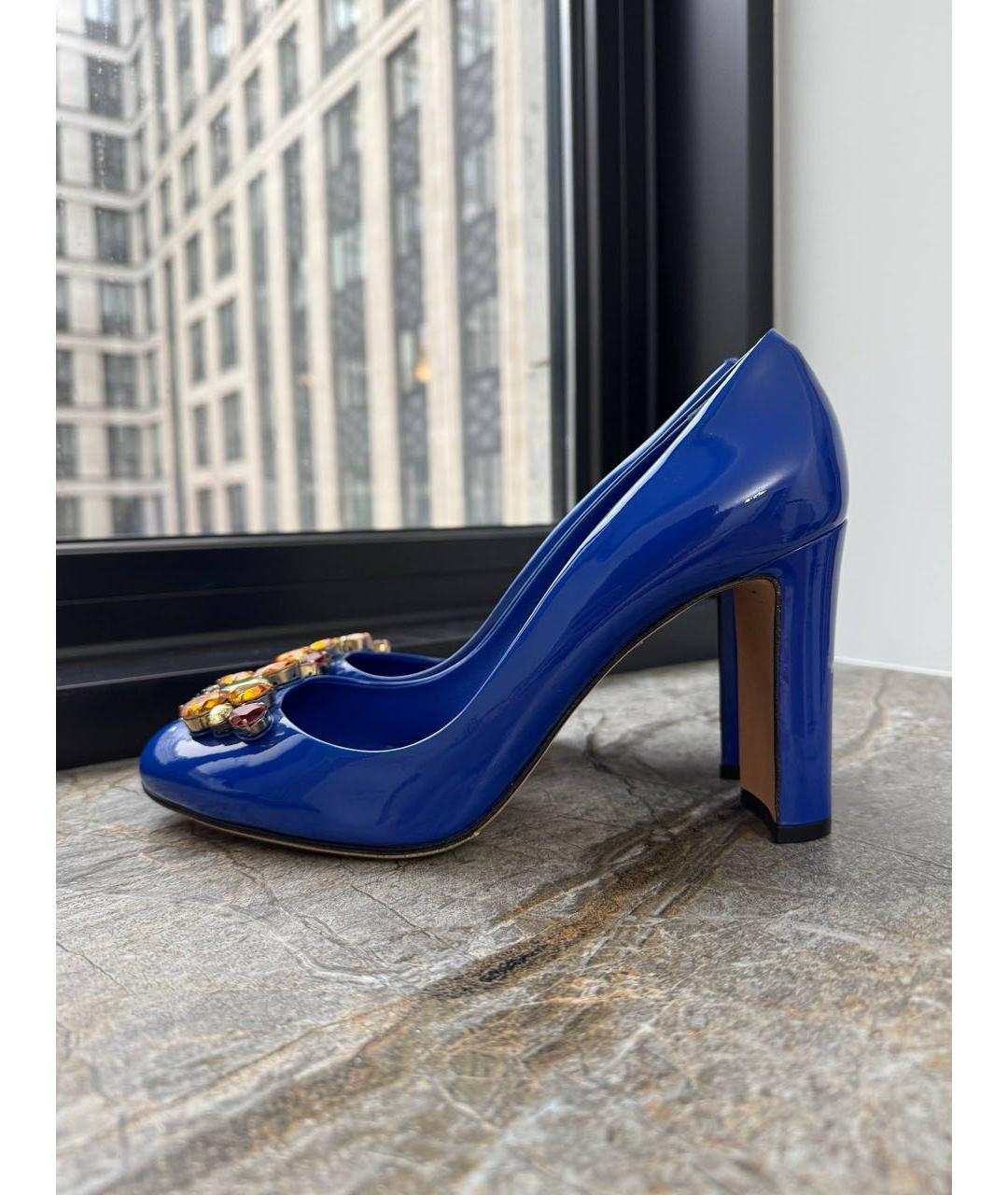 DOLCE&GABBANA Синие туфли из лакированной кожи, фото 6