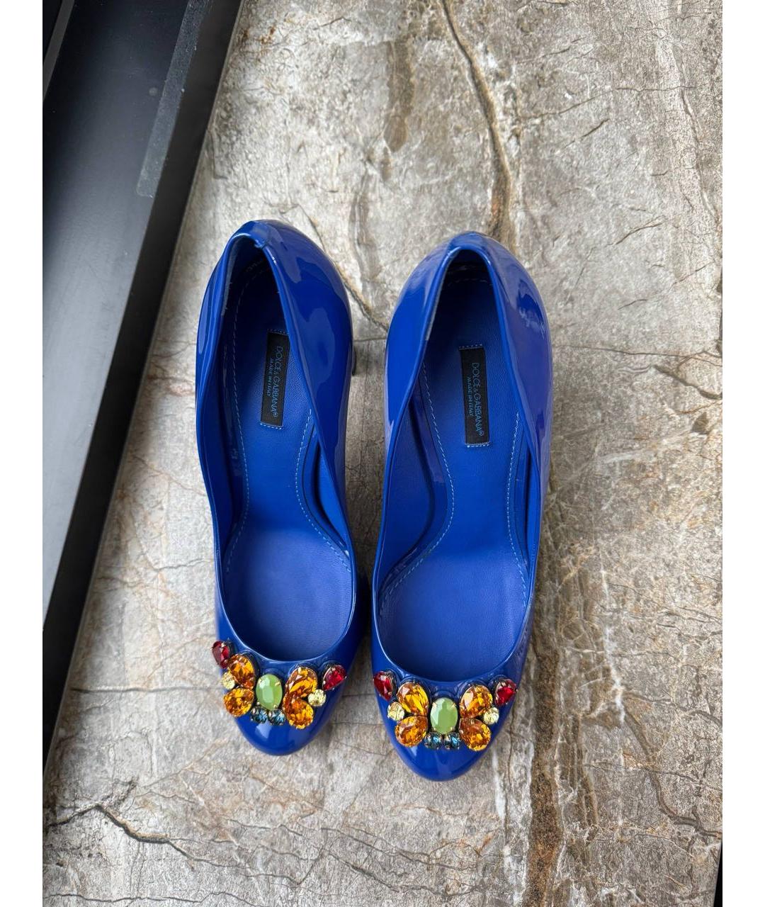 DOLCE&GABBANA Синие туфли из лакированной кожи, фото 3