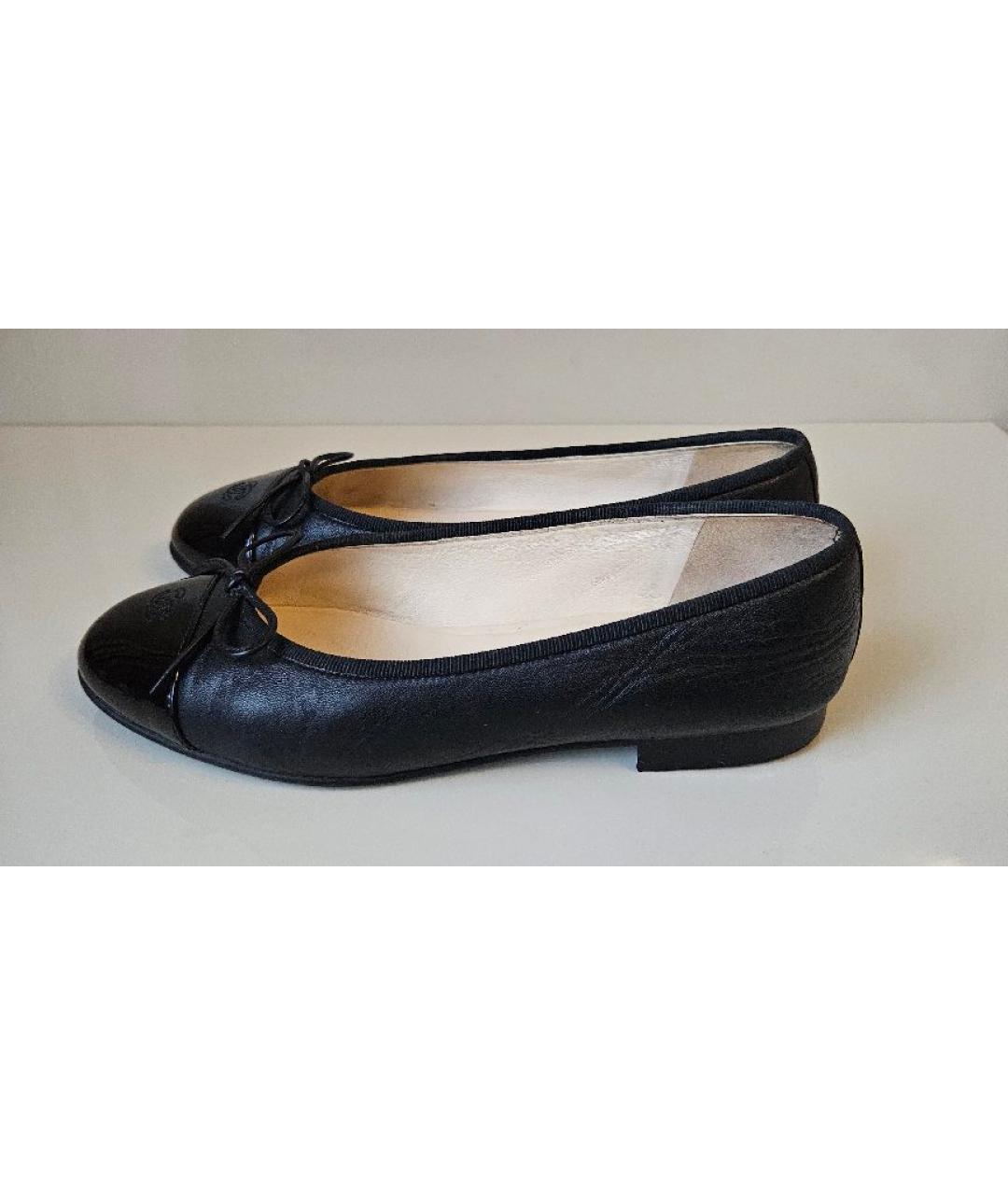 CHANEL Черные кожаные балетки, фото 8