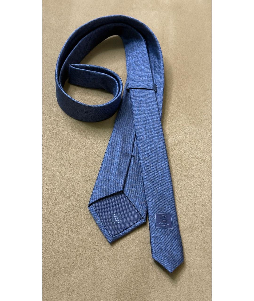 CHANEL Темно-синий шелковый галстук, фото 3
