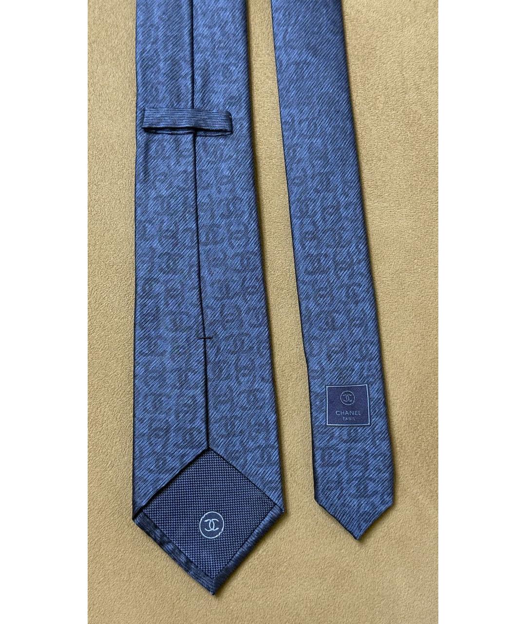 CHANEL Темно-синий шелковый галстук, фото 6