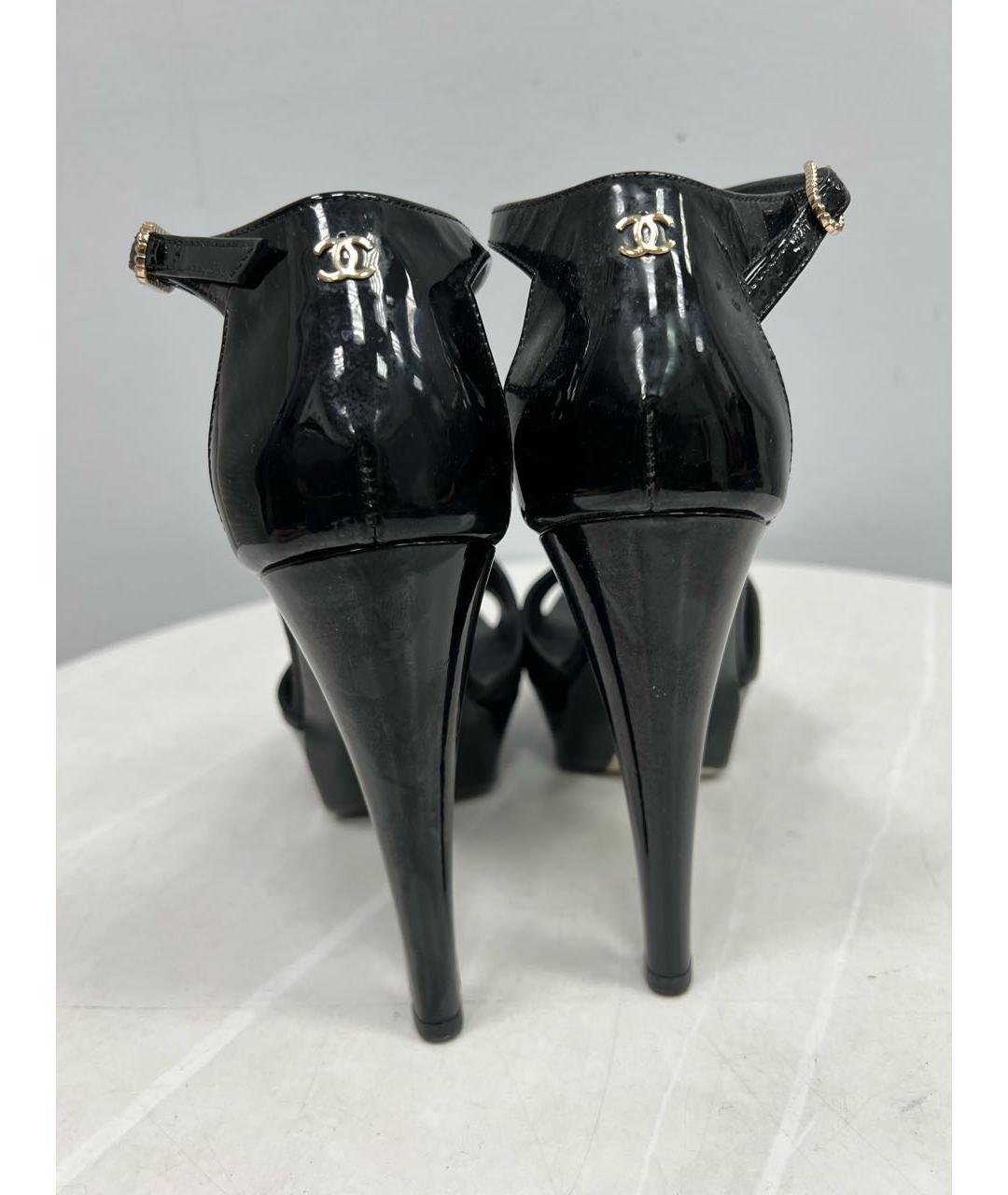 CHANEL Черные кожаные босоножки, фото 2