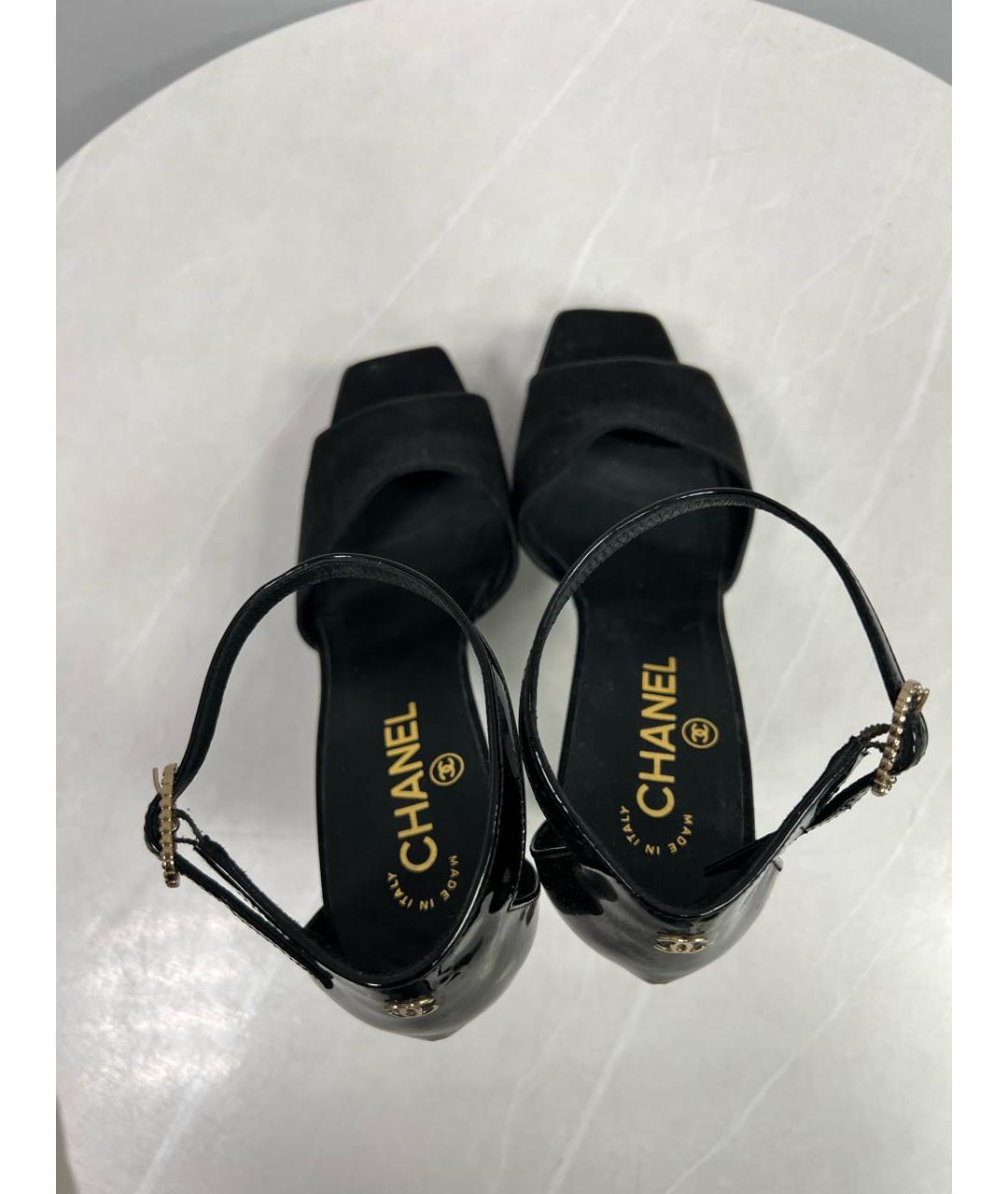 CHANEL Черные кожаные босоножки, фото 3