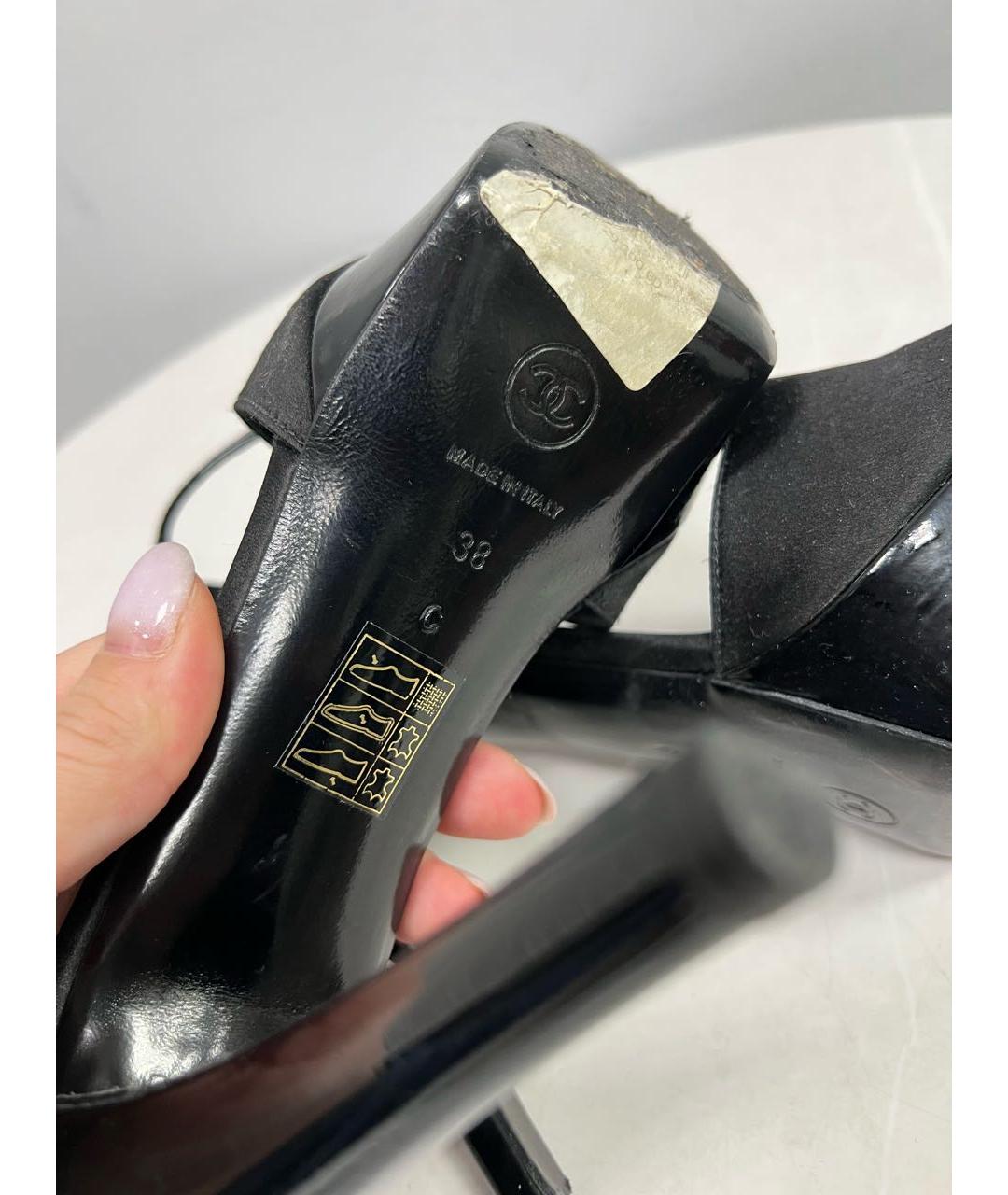 CHANEL Черные кожаные босоножки, фото 5