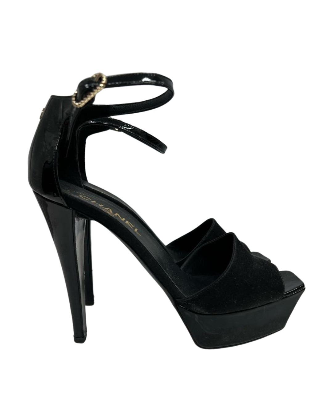 CHANEL Черные кожаные босоножки, фото 1