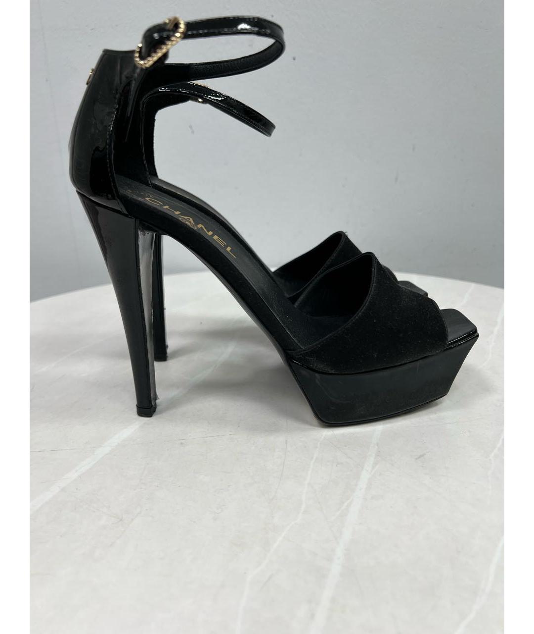 CHANEL Черные кожаные босоножки, фото 6