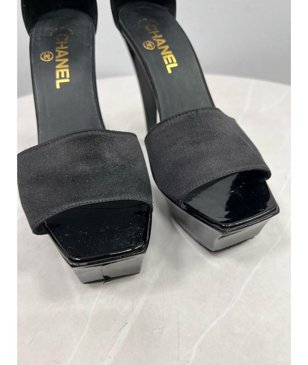CHANEL Черные кожаные босоножки, фото 4