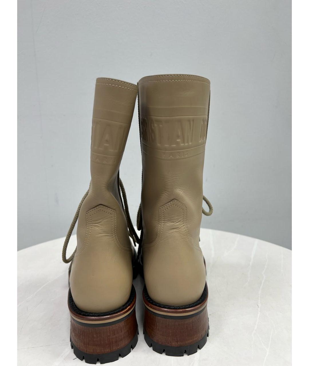 CHRISTIAN DIOR Бежевые кожаные ботинки, фото 2