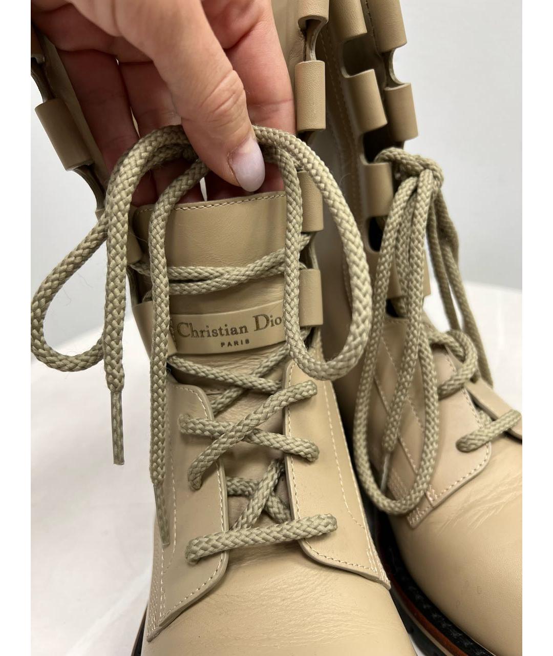 CHRISTIAN DIOR Бежевые кожаные ботинки, фото 8