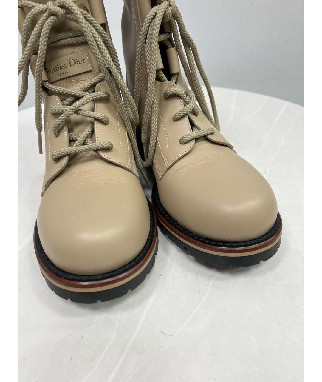 CHRISTIAN DIOR Бежевые кожаные ботинки, фото 4