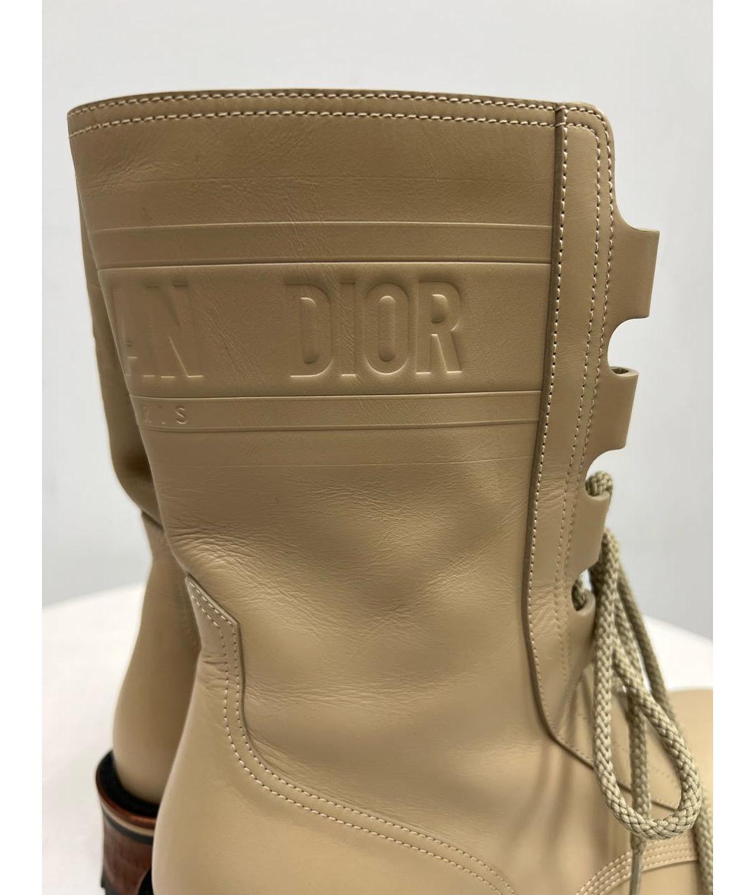 CHRISTIAN DIOR Бежевые кожаные ботинки, фото 7