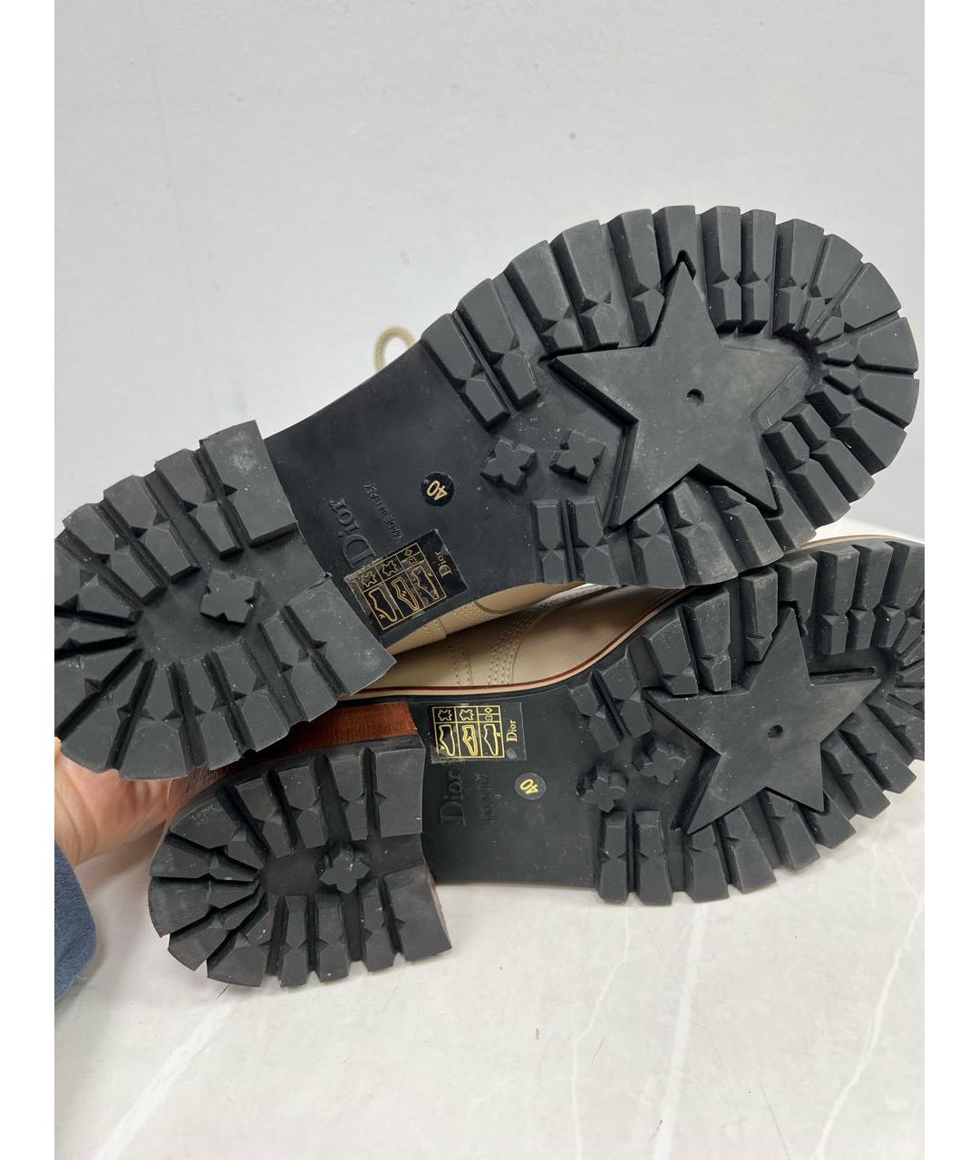 CHRISTIAN DIOR Бежевые кожаные ботинки, фото 5