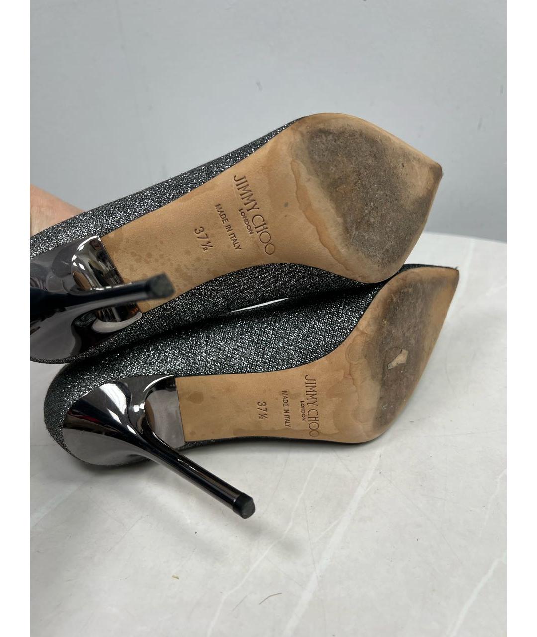 JIMMY CHOO Серебряные кожаные туфли, фото 5