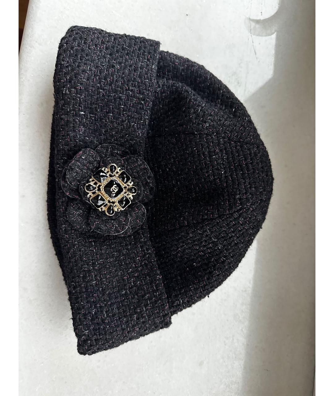 CHANEL Черная шерстяная шапка, фото 3