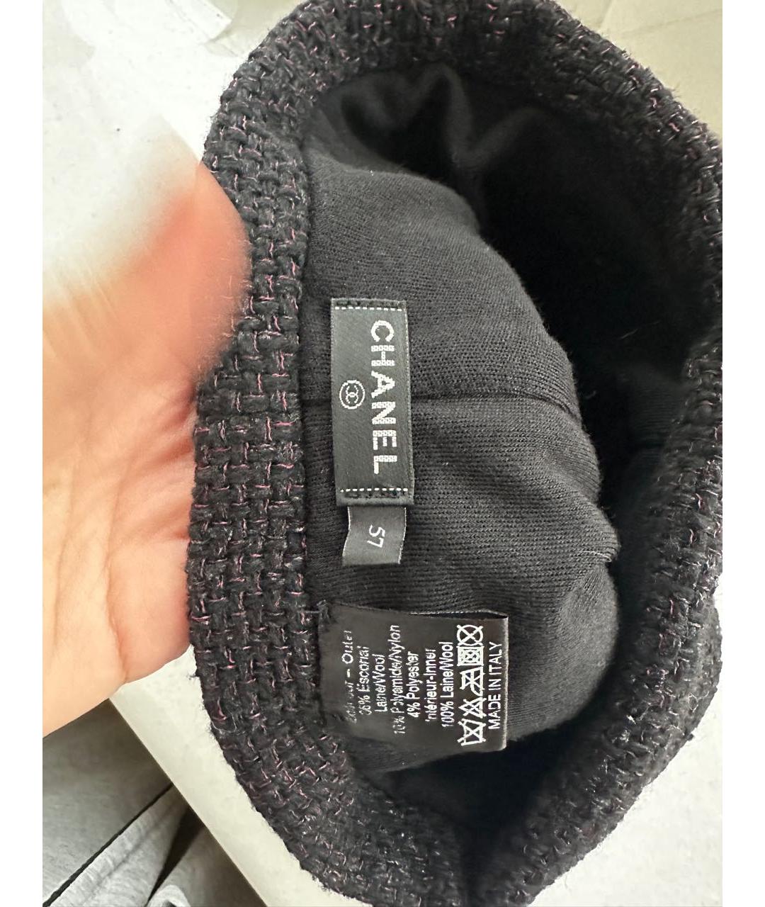 CHANEL Черная шерстяная шапка, фото 5