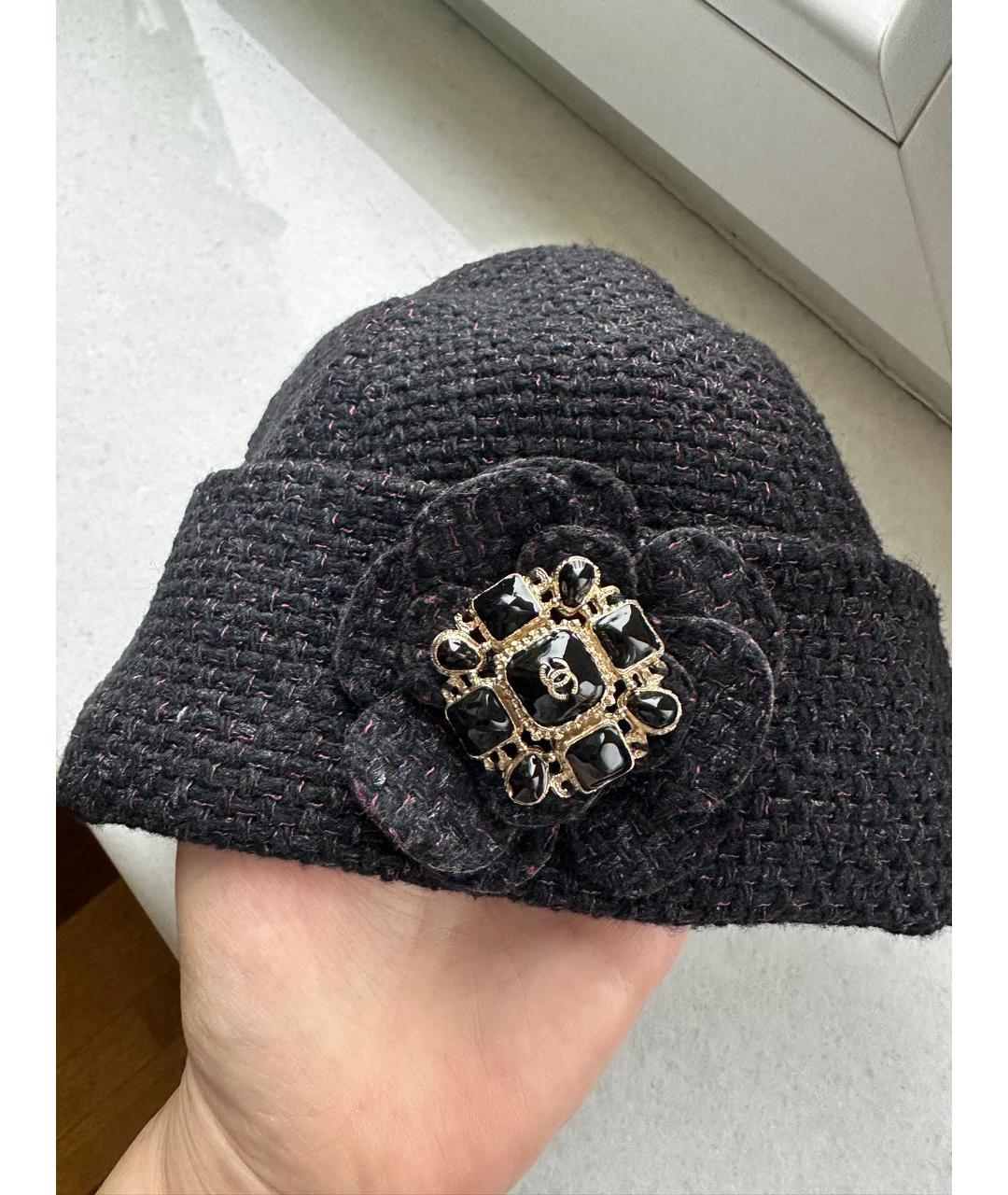 CHANEL Черная шерстяная шапка, фото 6