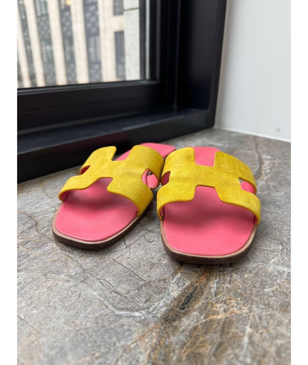 HERMES Мульти замшевые шлепанцы, фото 2