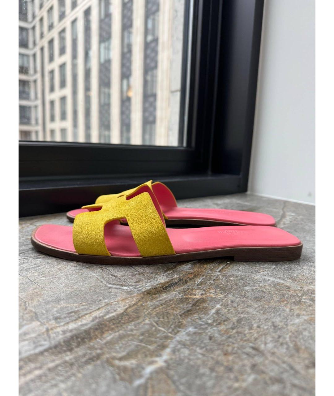 HERMES Мульти замшевые шлепанцы, фото 6