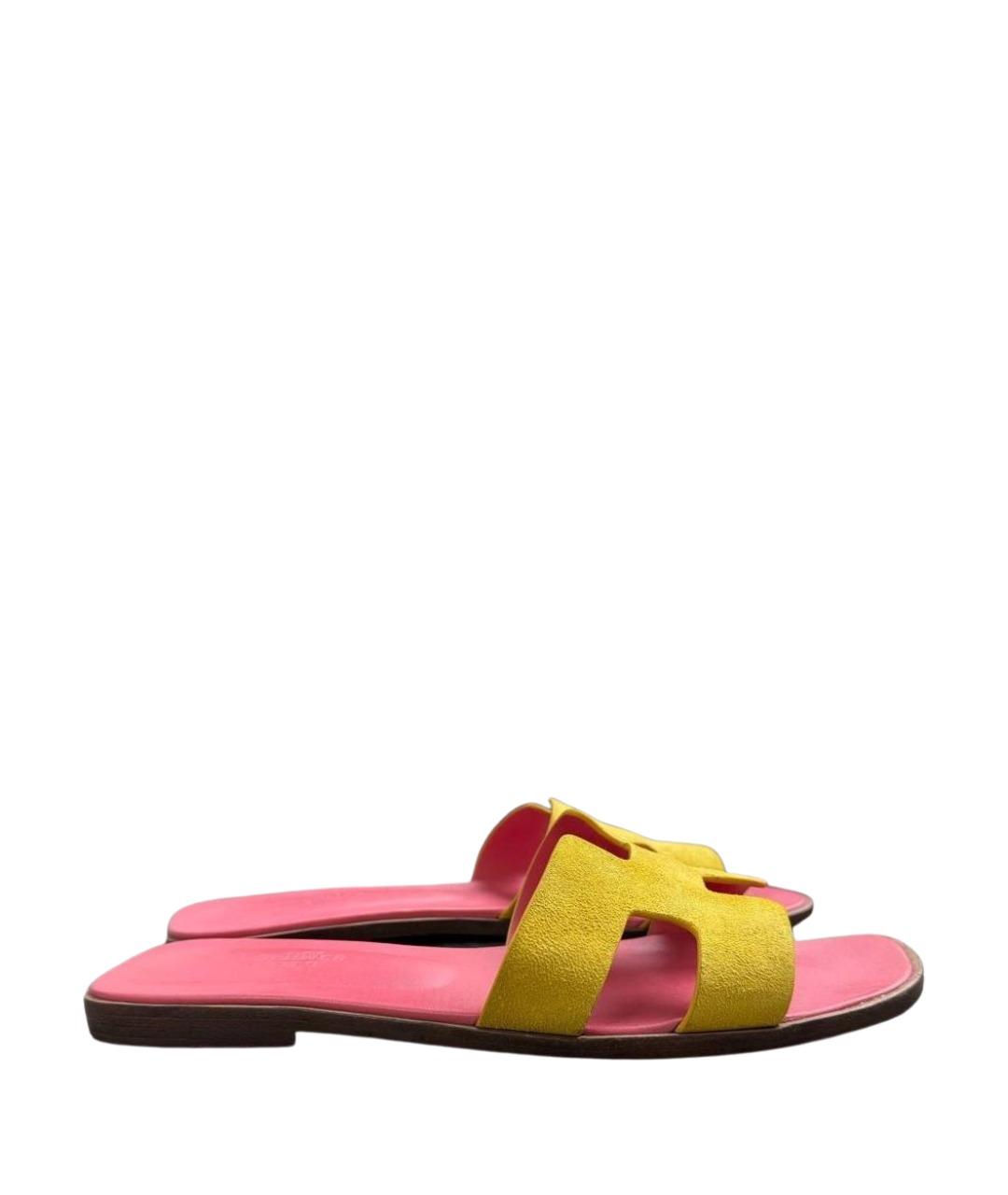 HERMES Мульти замшевые шлепанцы, фото 7