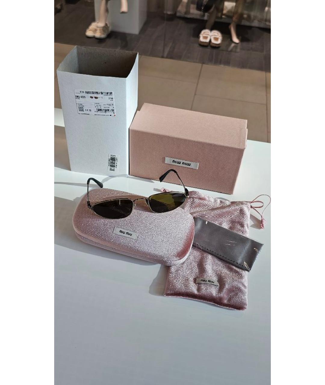 MIU MIU Коричневые металлические солнцезащитные очки, фото 7