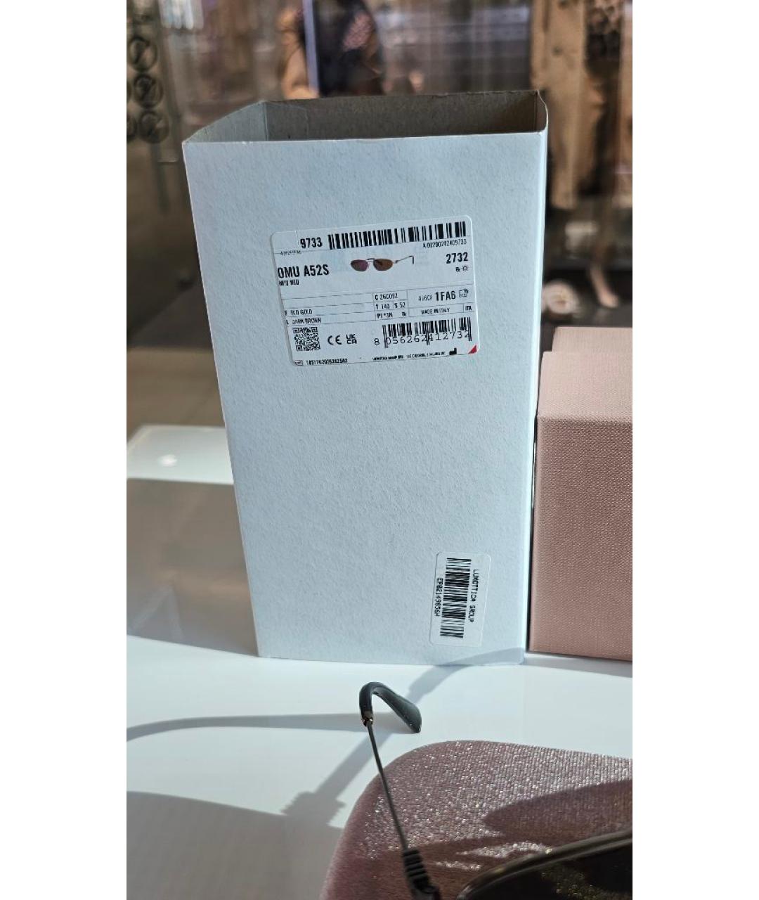 MIU MIU Коричневые металлические солнцезащитные очки, фото 8