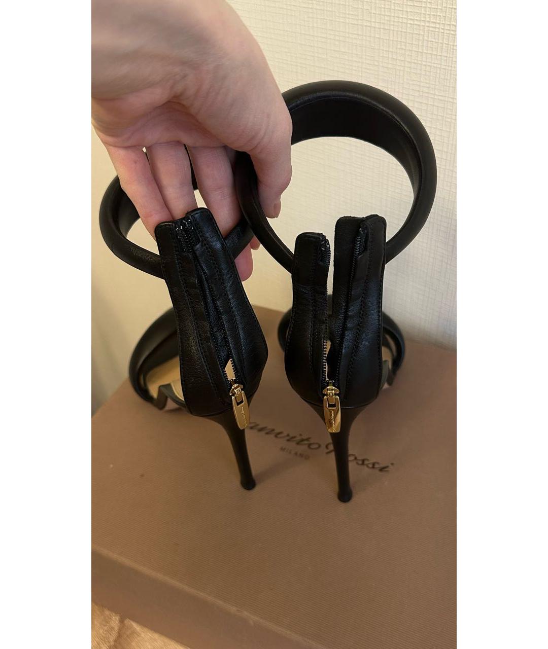 GIANVITO ROSSI Черные кожаные босоножки, фото 3