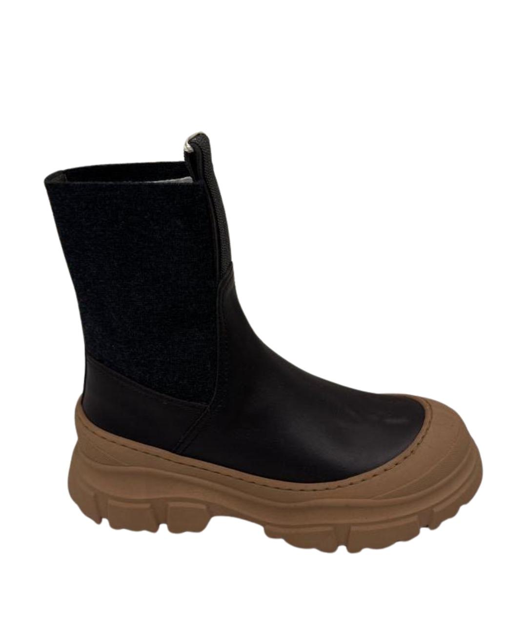 BRUNELLO CUCINELLI Коричневые кожаные ботинки, фото 1