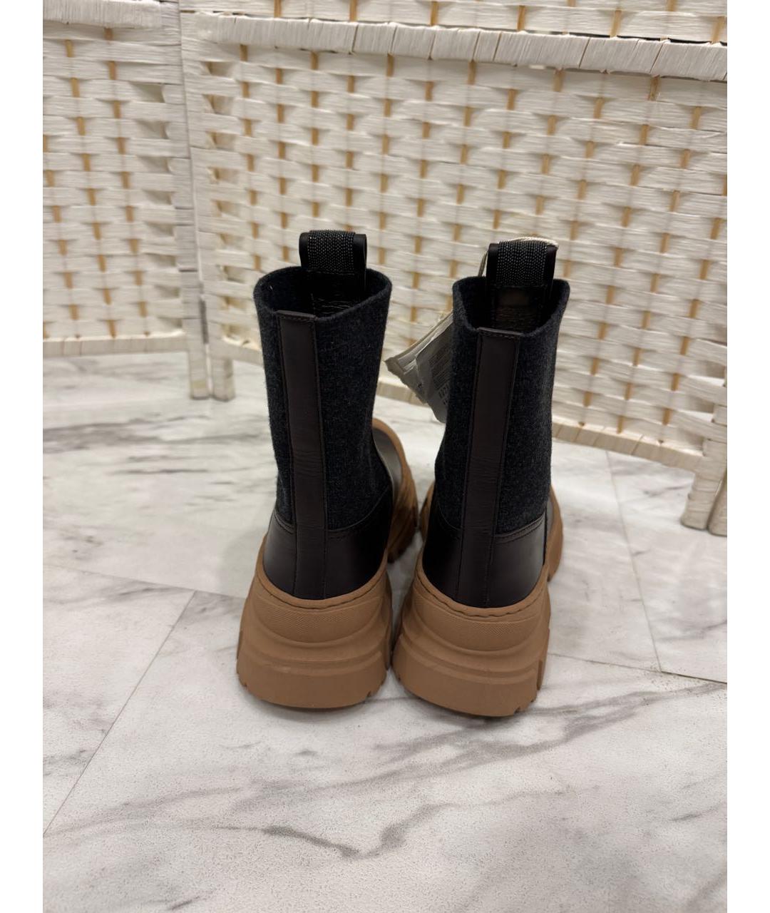 BRUNELLO CUCINELLI Коричневые кожаные ботинки, фото 3