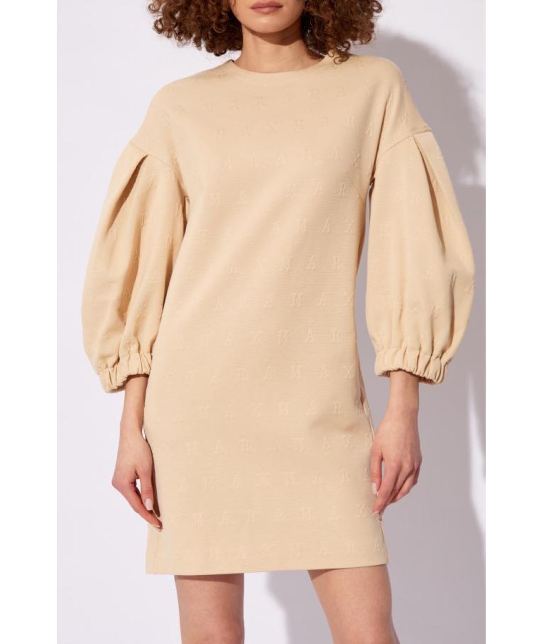MAX MARA Бежевое хлопковое повседневное платье, фото 2