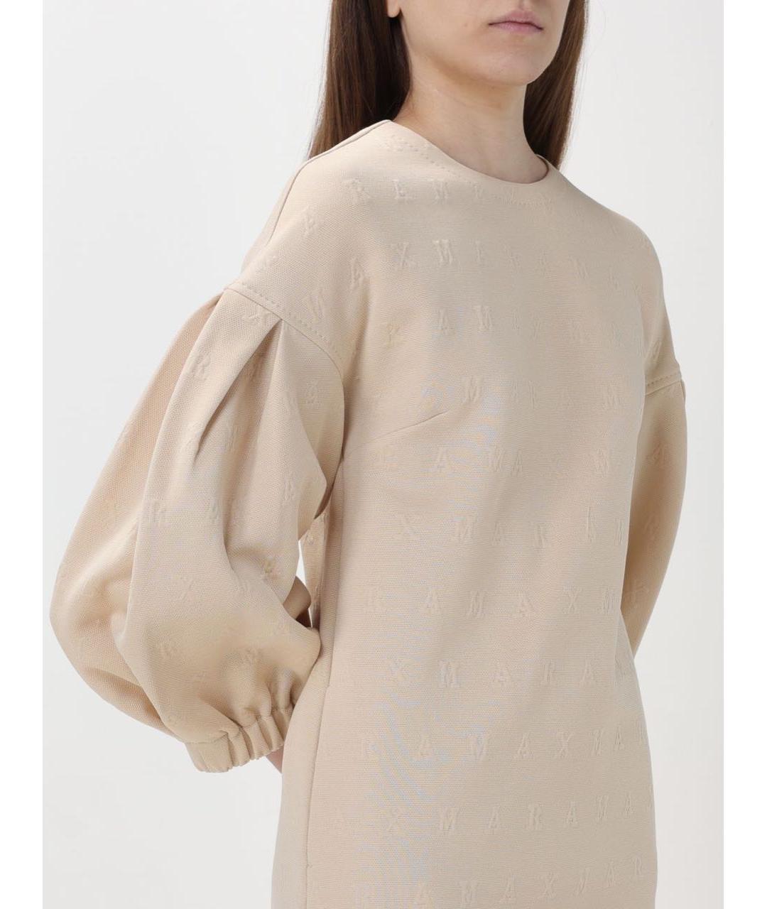 MAX MARA Бежевое хлопковое повседневное платье, фото 4