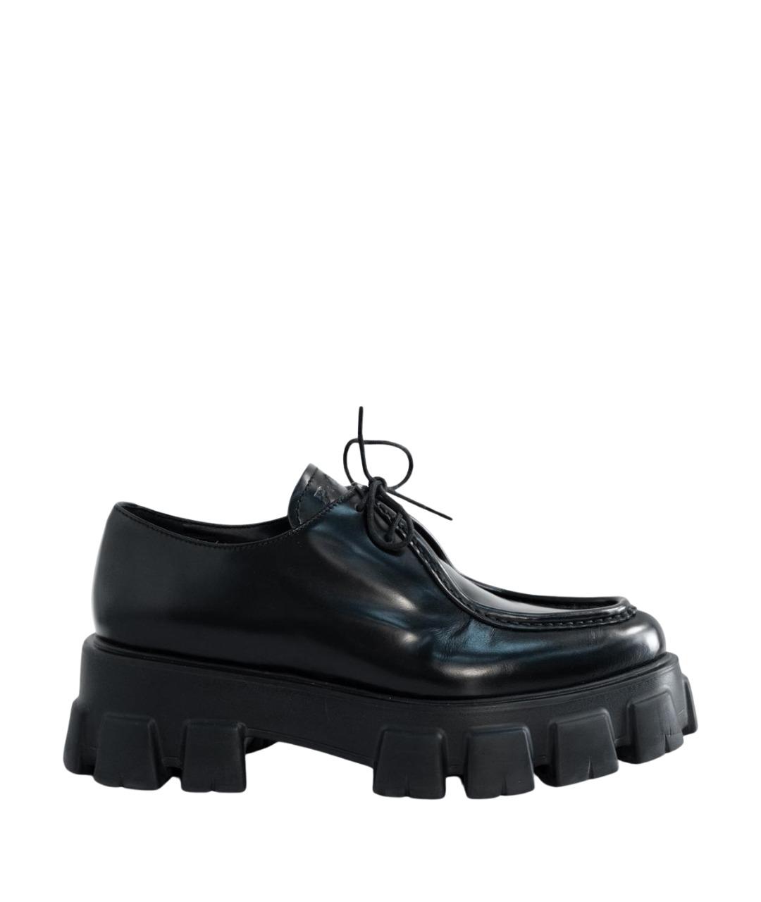 PRADA Черные кожаные ботинки, фото 1