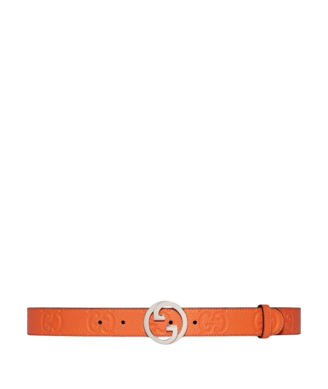 GUCCI Оранжевый кожаный ремень, фото 1