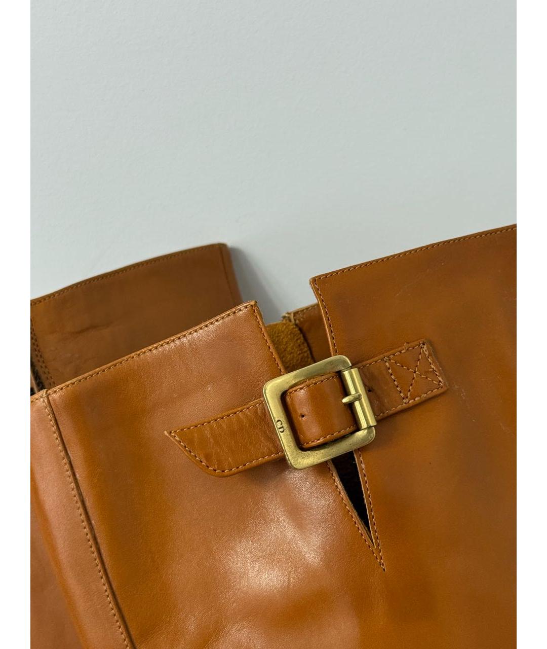 CHRISTIAN DIOR Оранжевое кожаные сапоги, фото 7