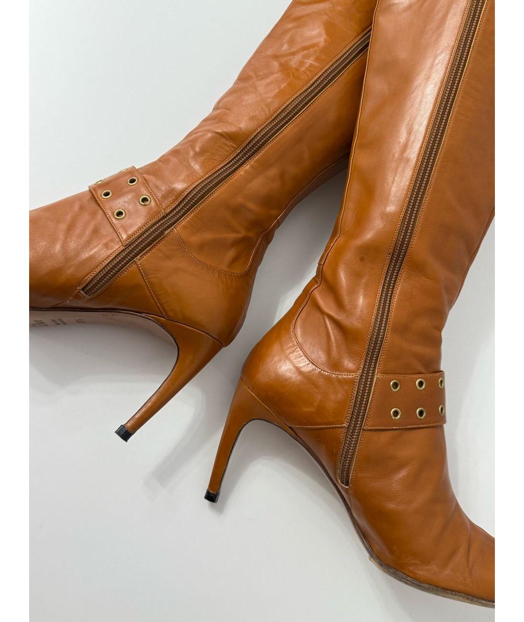 CHRISTIAN DIOR Оранжевое кожаные сапоги, фото 5