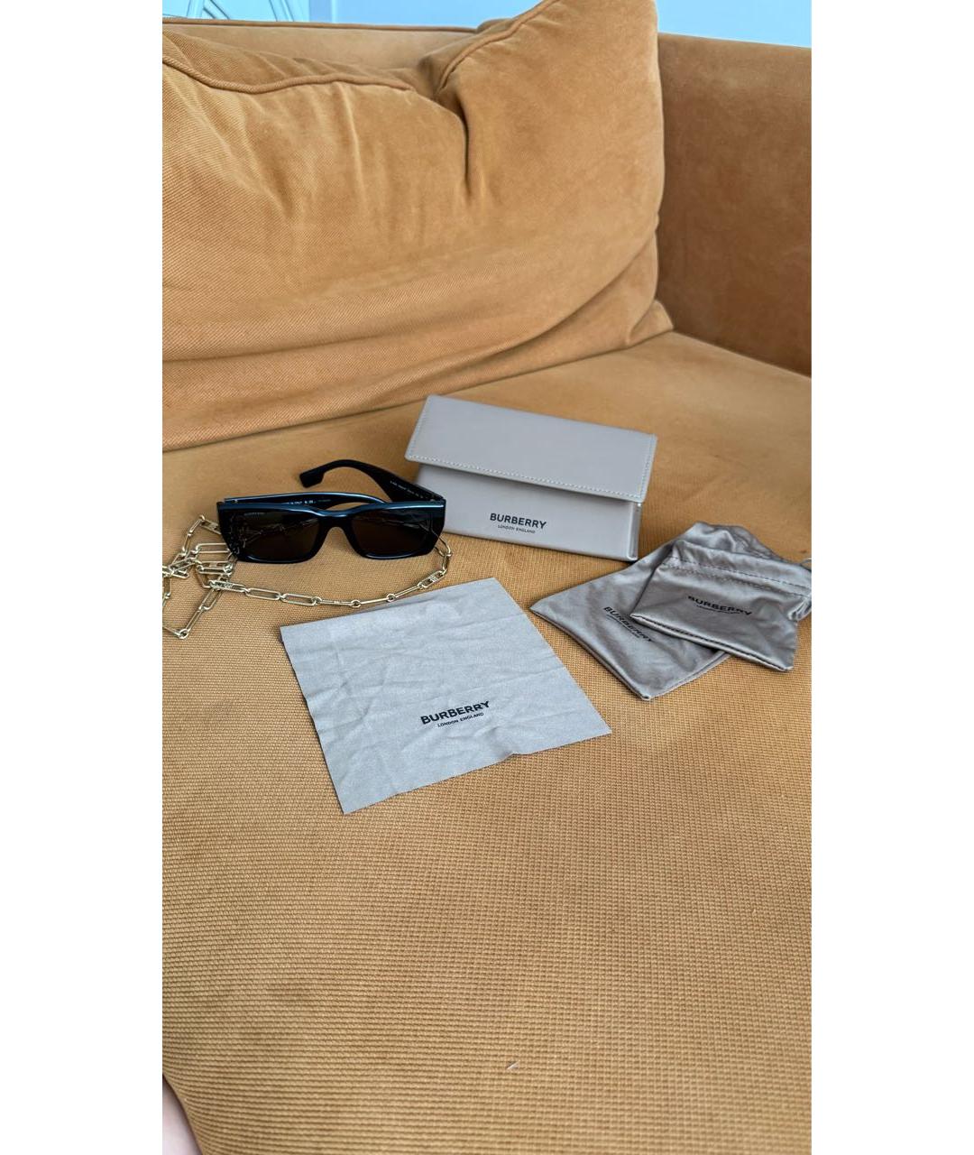 BURBERRY Черные пластиковые солнцезащитные очки, фото 4