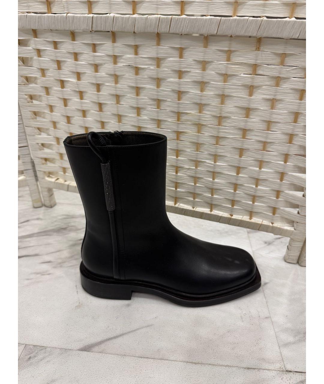 BRUNELLO CUCINELLI Черные кожаные ботинки, фото 5