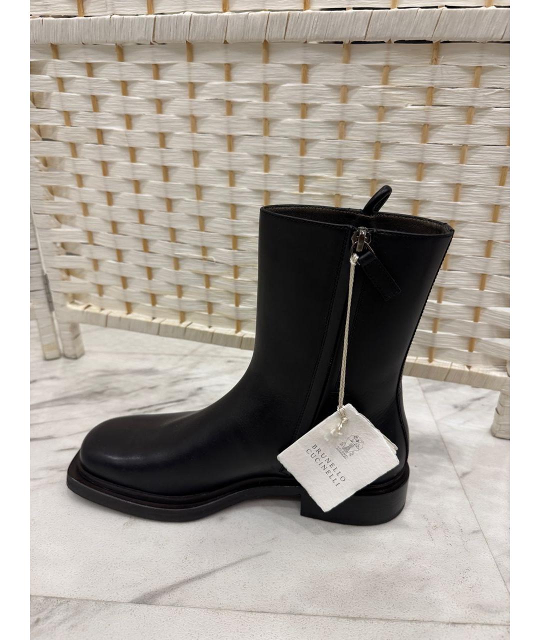 BRUNELLO CUCINELLI Черные кожаные ботинки, фото 2