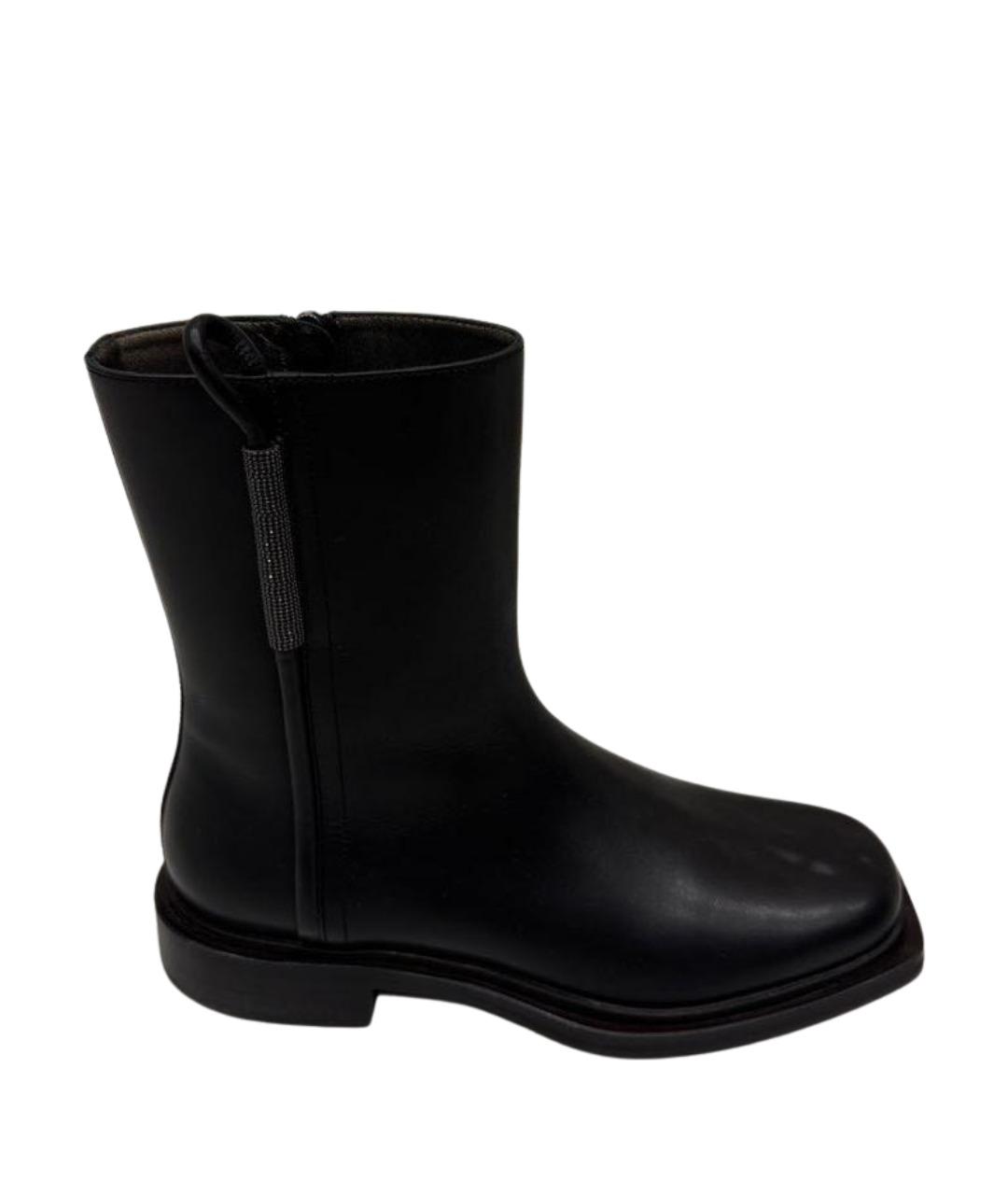 BRUNELLO CUCINELLI Черные кожаные ботинки, фото 1