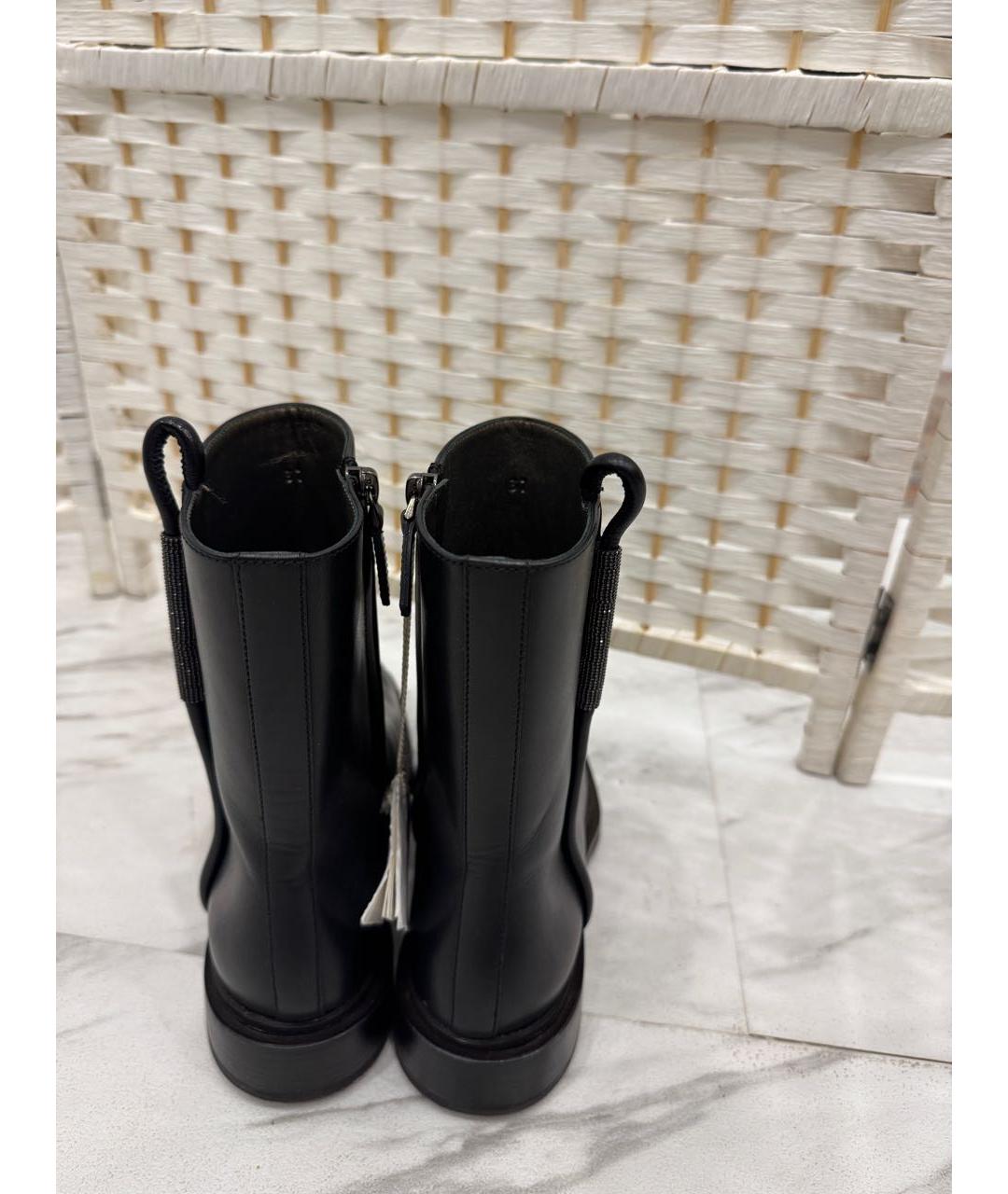 BRUNELLO CUCINELLI Черные кожаные ботинки, фото 3