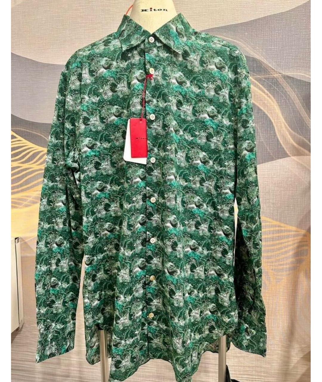 KITON Зеленая хлопковая кэжуал рубашка, фото 3