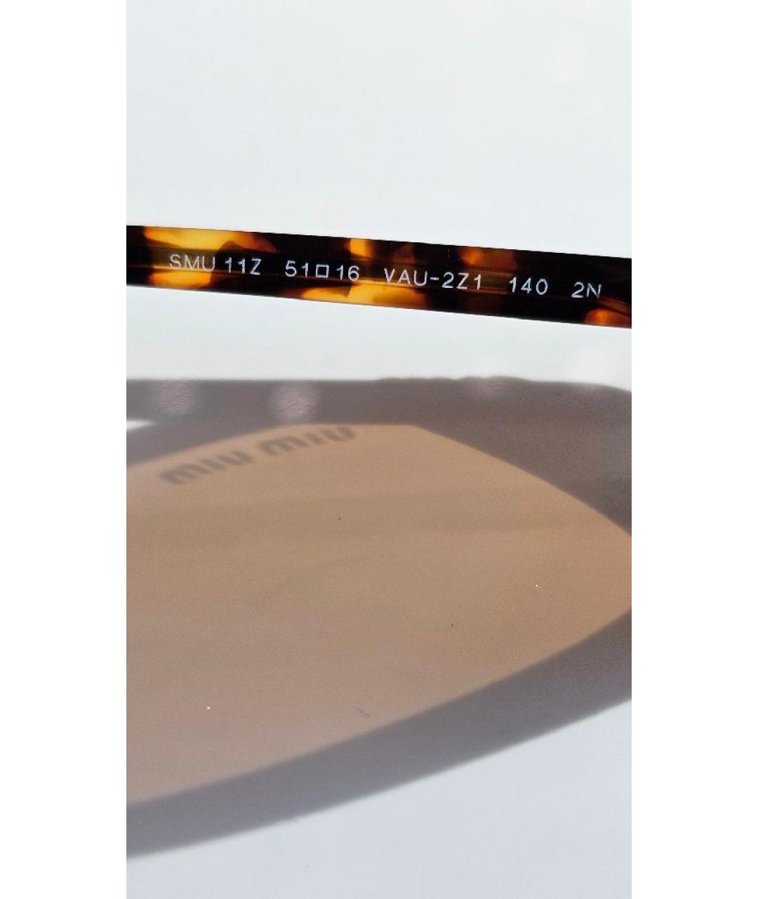 MIU MIU Коричневые пластиковые солнцезащитные очки, фото 5