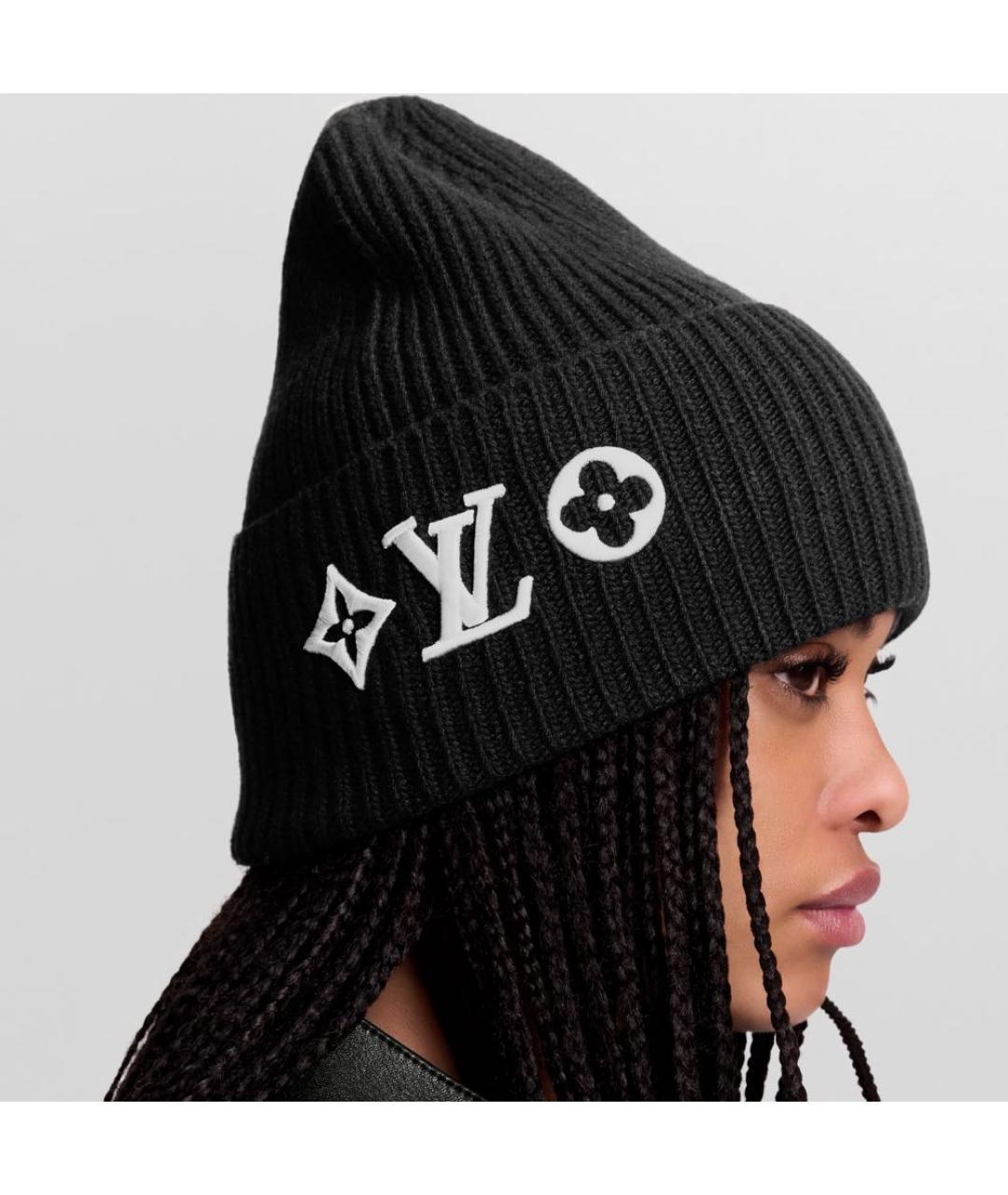 LOUIS VUITTON Черная шерстяная шапка, фото 5