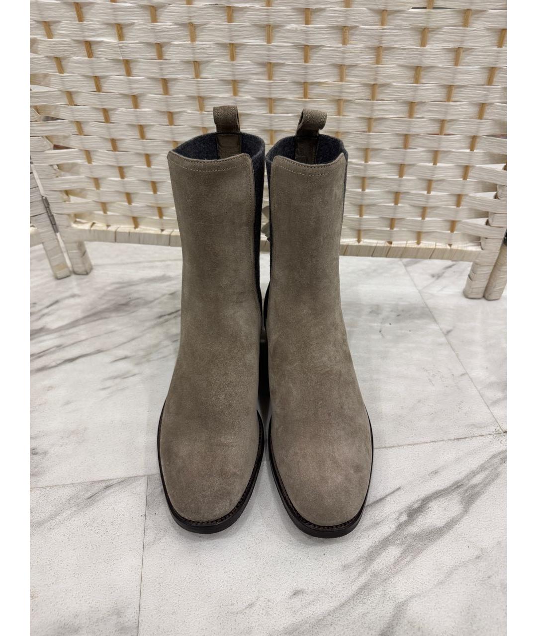 BRUNELLO CUCINELLI Хаки замшевые ботинки, фото 2
