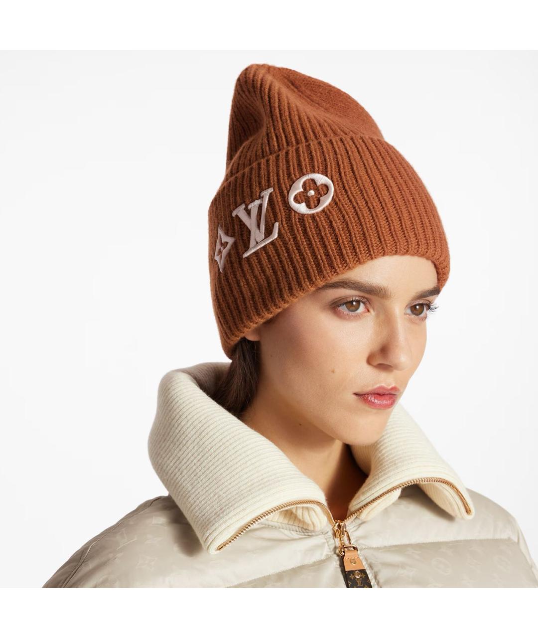 LOUIS VUITTON Коричневая шерстяная шапка, фото 3