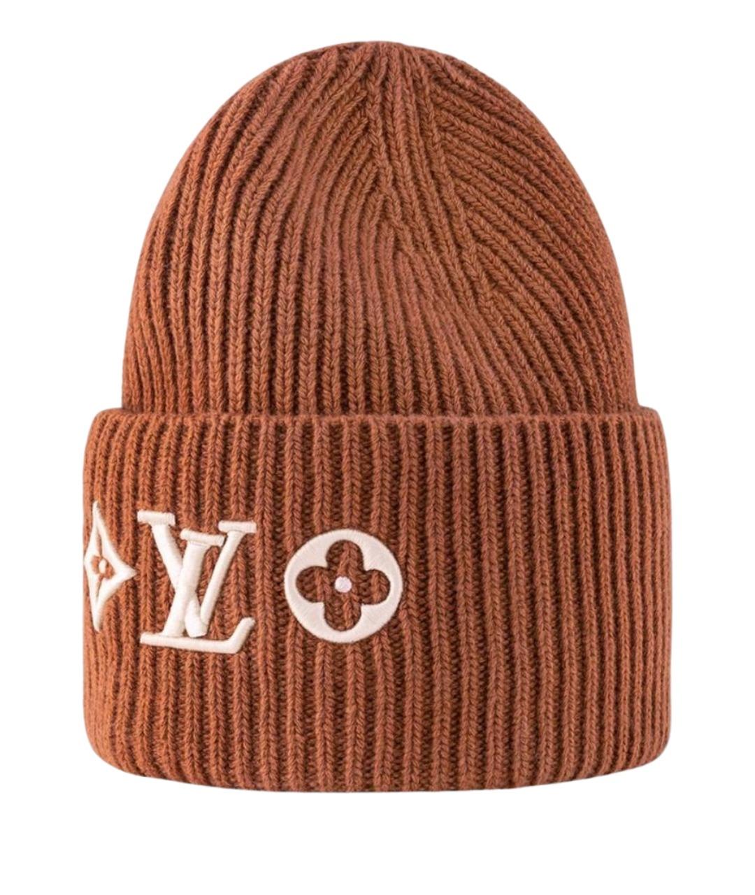 LOUIS VUITTON Коричневая шерстяная шапка, фото 1