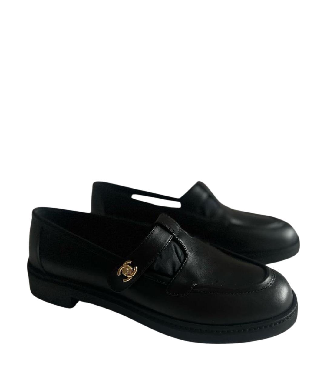 CHANEL Черные кожаные лоферы, фото 1