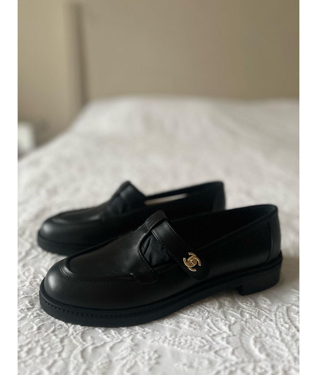 CHANEL Черные кожаные лоферы, фото 9