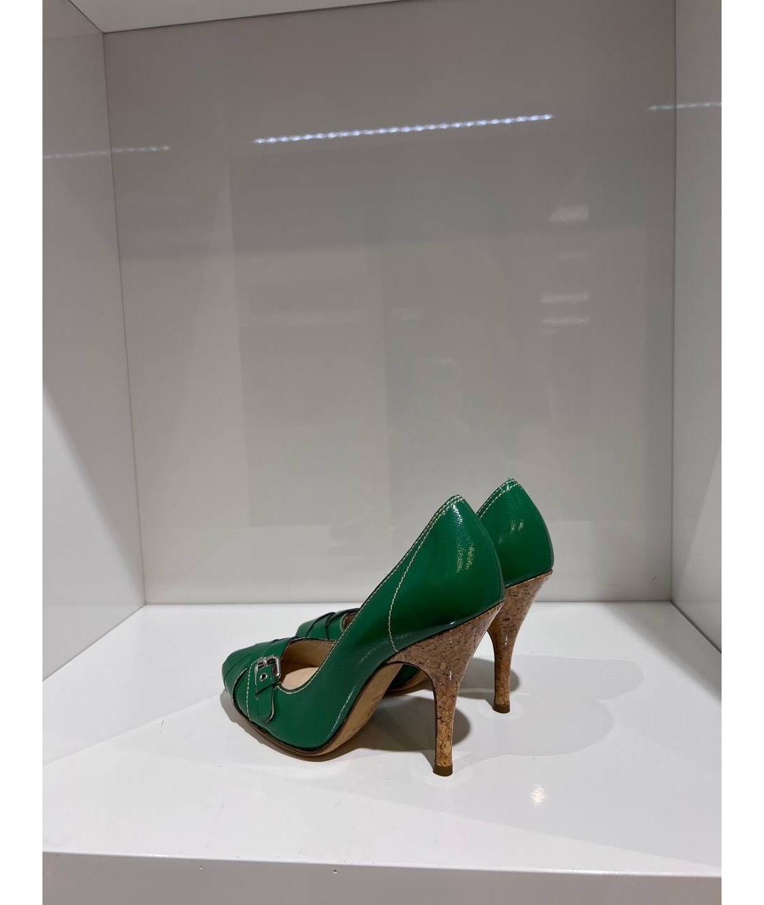 DOLCE&GABBANA Зеленые кожаные туфли, фото 3