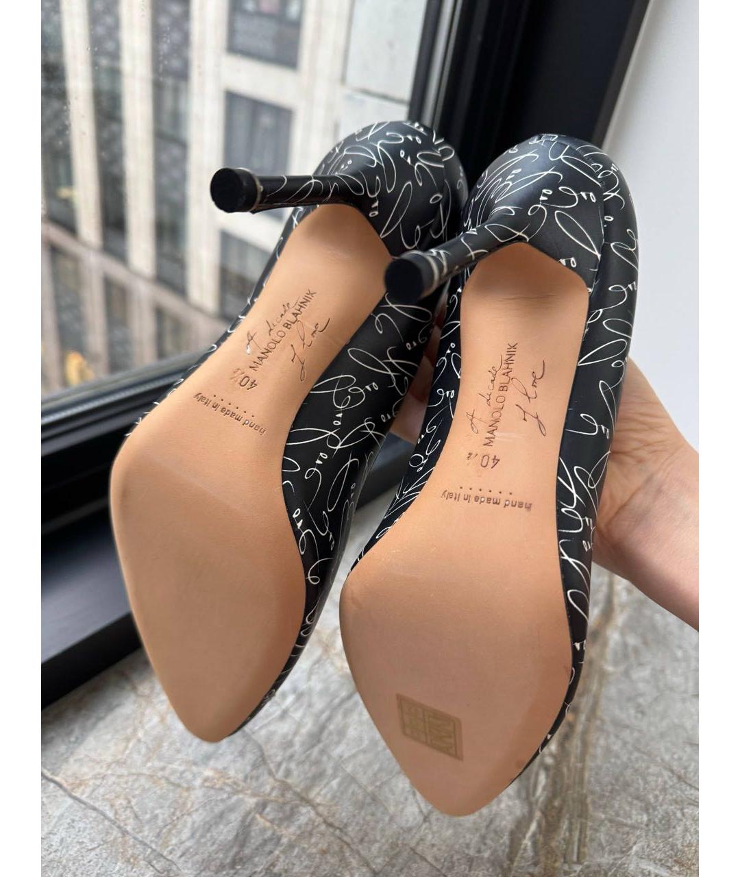 MANOLO BLAHNIK Черные кожаные туфли, фото 5